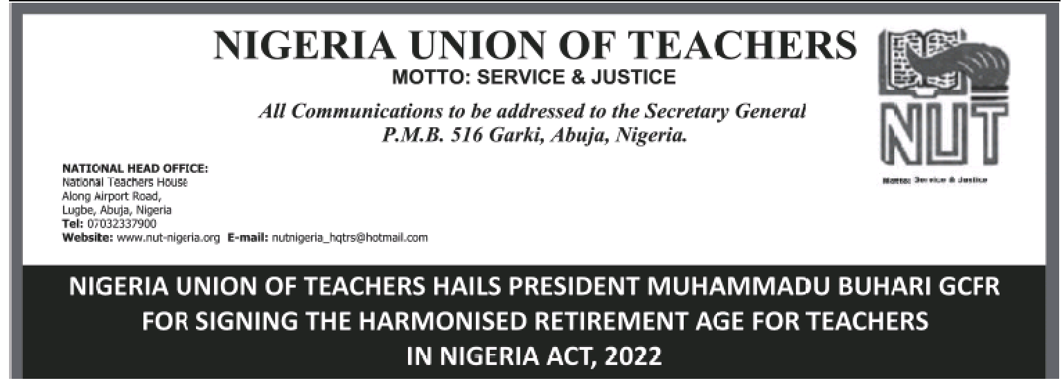 Nigeria Union of Teachers Hails President Muhammadu Buhari GCFR for